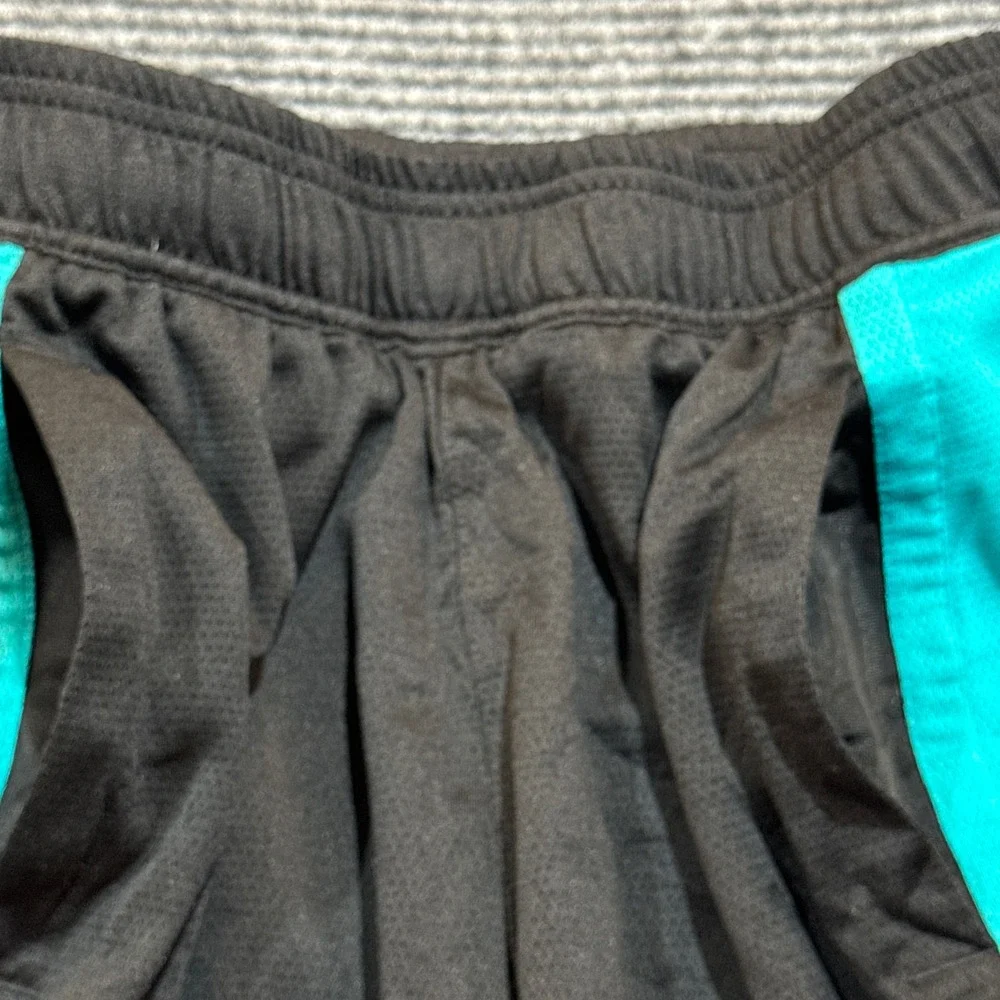 Puma Athletic Mesh Training Shorts Small Black Teal Logo Gym Activewear
